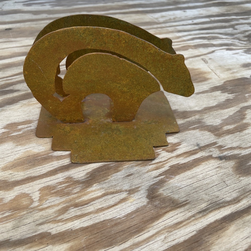 Metal Bear Napkin Or Mail Holder Southwestern Primitive